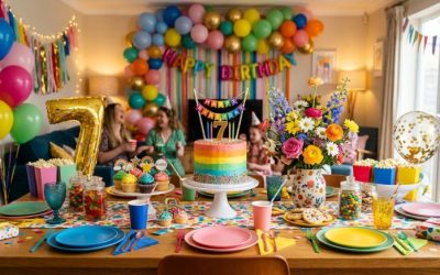 décoration de table anniversaire colorée